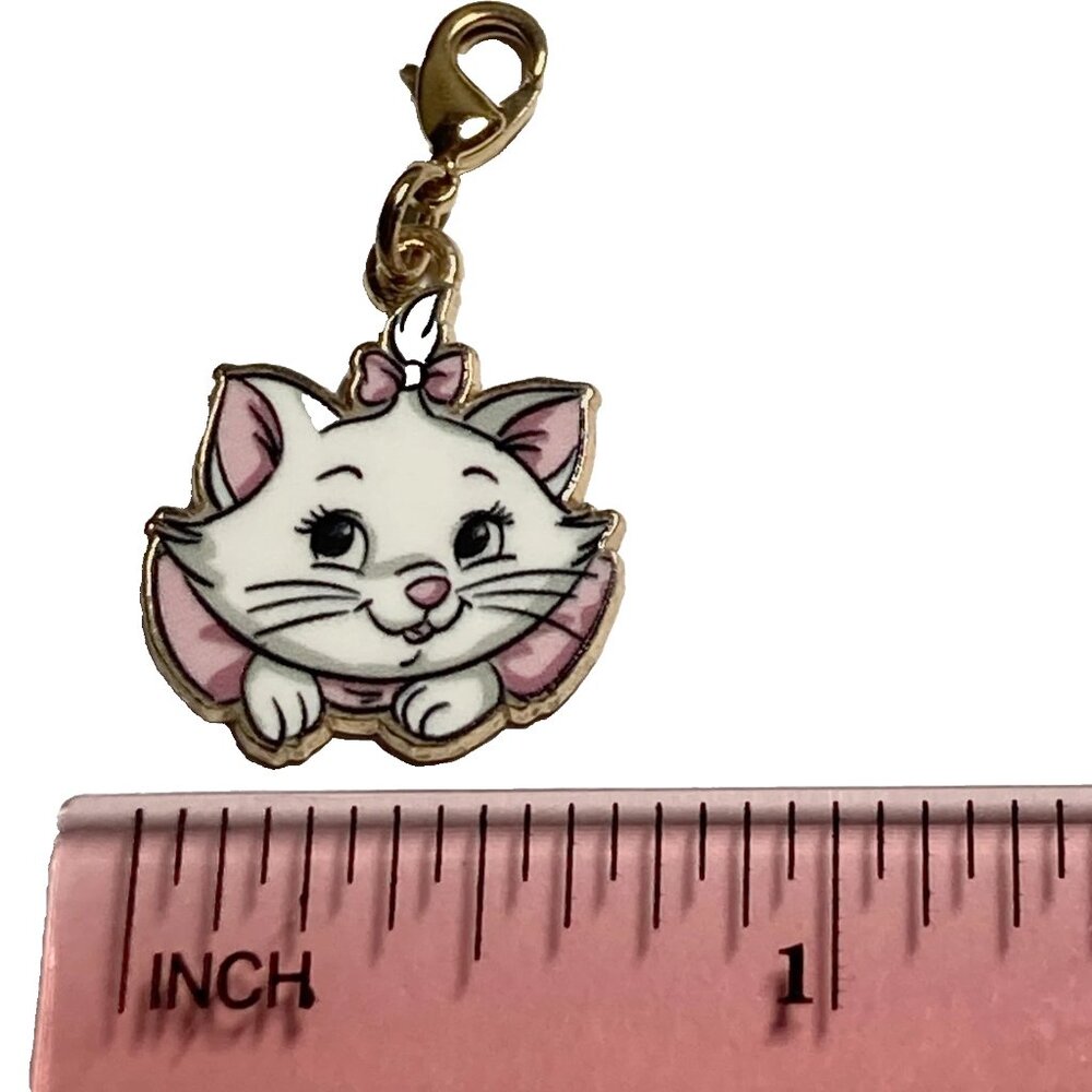 Vtg Disney Marie Aristocats Cat Clip On Charm Zipper Pull Purse Bag Pink Bow - Picture 5 of 11